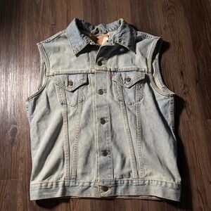 Type 3 Levi Strauss Co Mens Large Denim Vest Trucker Jean Gilet Blue